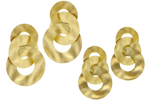 Geelgouden oorbellen met 3 ringen