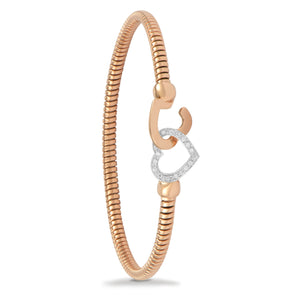Rose gold tubo bracelet with a diamond heart