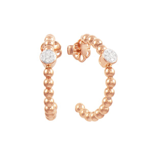 Rose gold tiny ball hoops with a diamond round element
