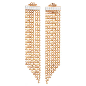 Rose gold tiny ball chain earrings with diamonds