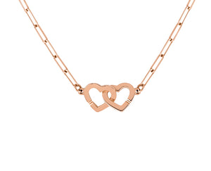 Pink gold necklace double coeurs