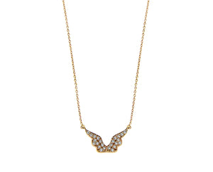 Rose gold necklace with a diamond wings pendant