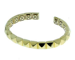 Yellow gold pyramid cuff bracelet