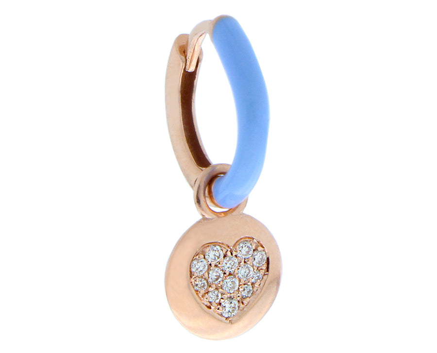 Rose gold and enamel single hoops with a diamond pendant