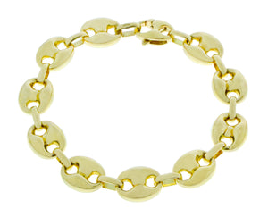 Yellow gold coffee bean link bracelet