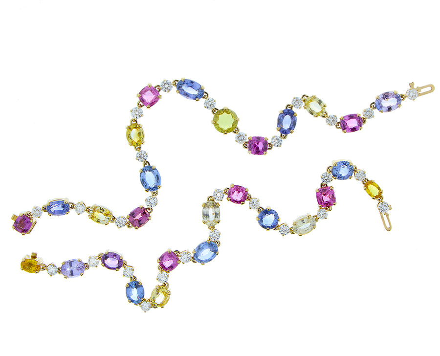 Yellow gold bracelet with sapphires and brilliants