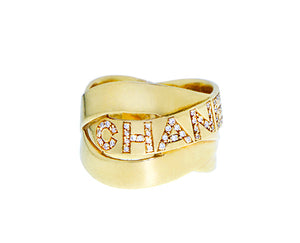 Yellow gold and diamond Chanel ring