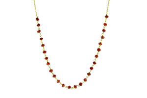Yellow gold necklace with small garnets