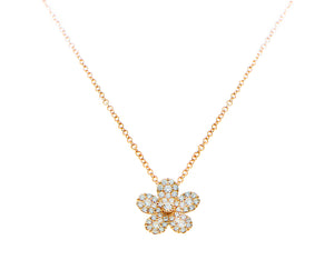 Rose gold necklace with a diamond flower pendant