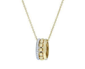 Yellow gold necklace with a diamond ring pendant