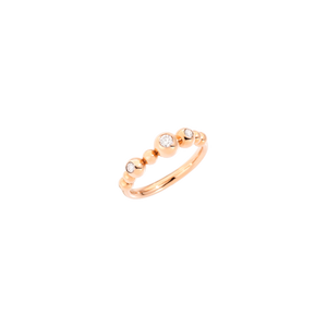 9K rose gold bollicine ring with 3 white diamonds
