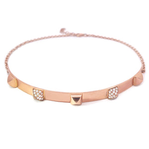 Rose gold and diamond choker with studs