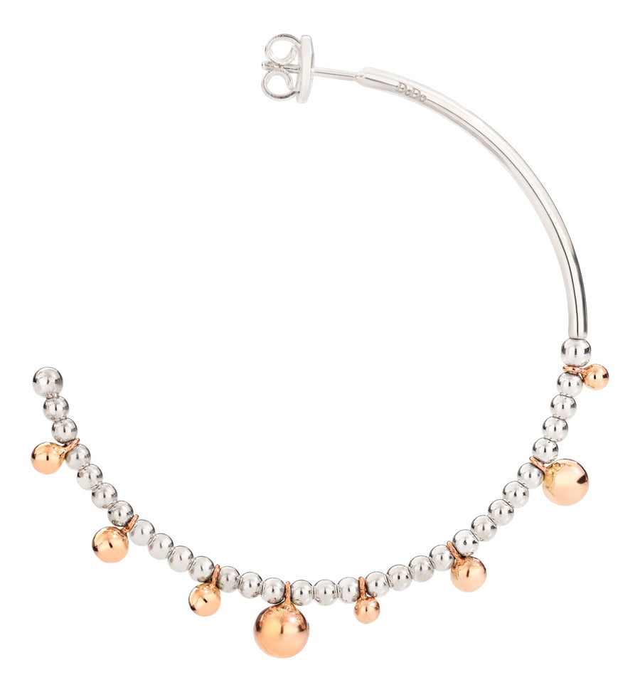 DoDo silver hoops with rose gold balls