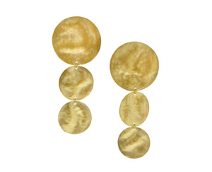 Yellow gold earrings three coins