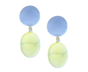 Earrings with chalcedone and prasiolite