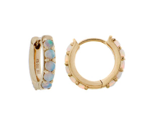 Rose gold opal or coral hoop earrings