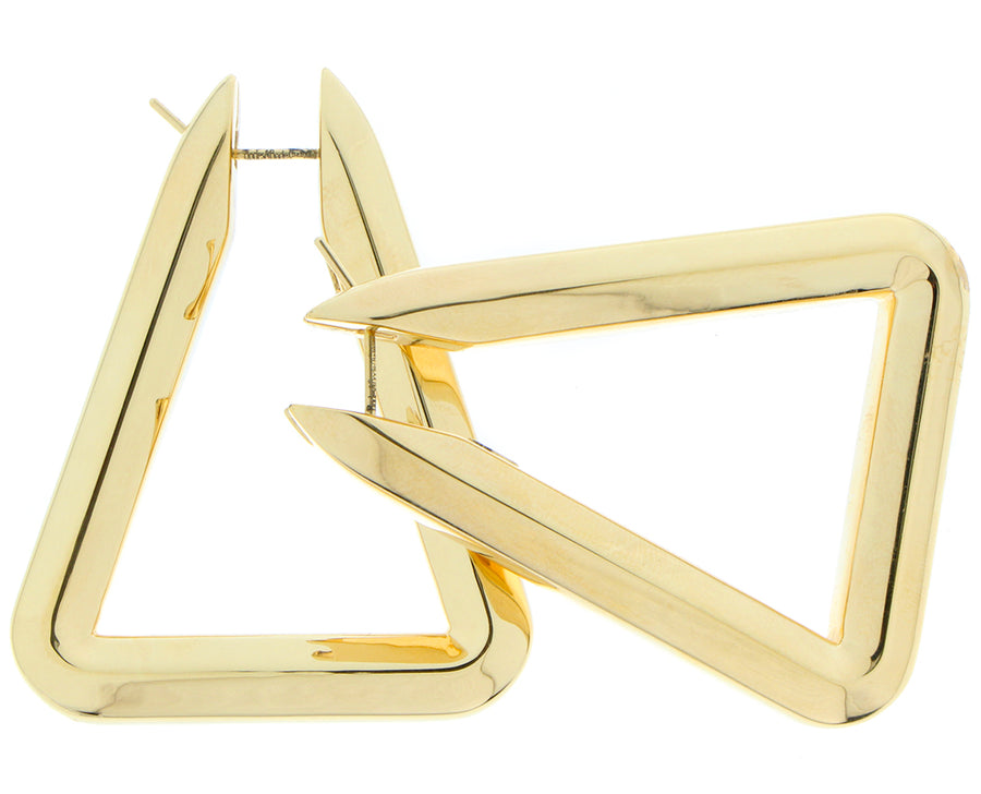 Yellow gold triangle earring