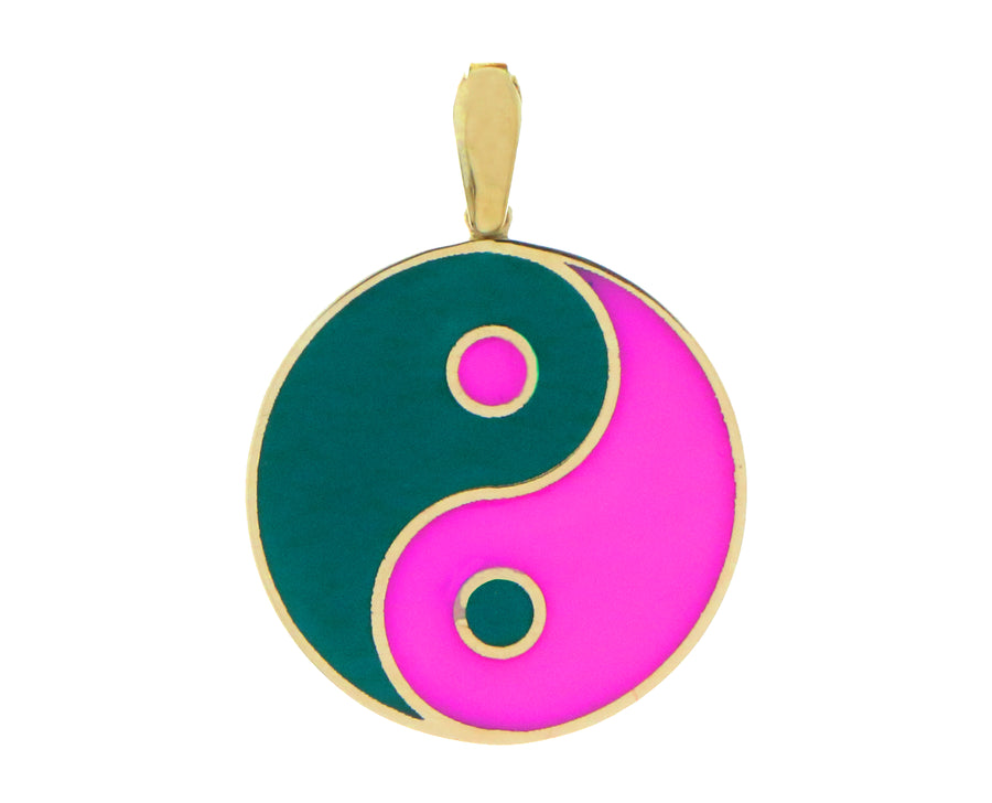 Geelgouden en emaille yin yang hanger