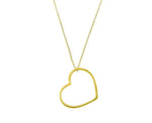 Yellow gold necklace with an open heart pendant