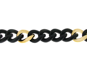 Ebony and yellow gold gourmette link bracelet