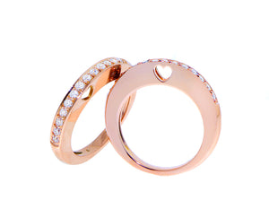 Rose gold and diamond ring with a small heart