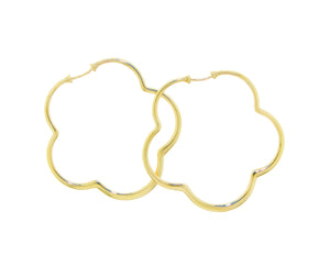 Yellow gold flower hoop earrings