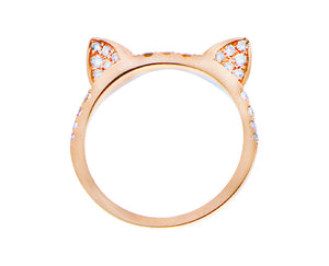 Pink gold ring with diamond ears