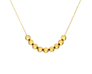 Yellow gold necklace with 9 gold moving balls