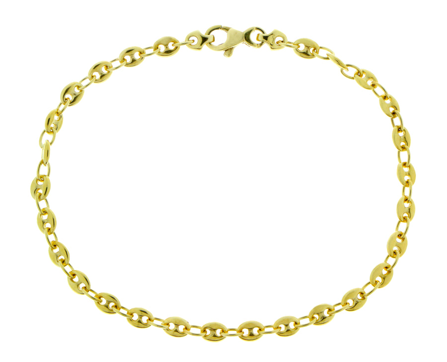 Yellow gold coffee bean chain bracelets