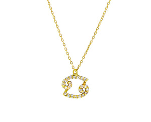 Yellow gold necklace with a diamond zodiac pendant