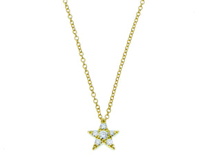 Yellow gold necklace with a diamond star pendant