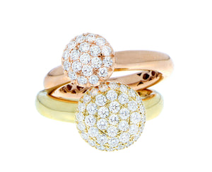 Yellow or rose gold ring with diamonds or brown diamonds