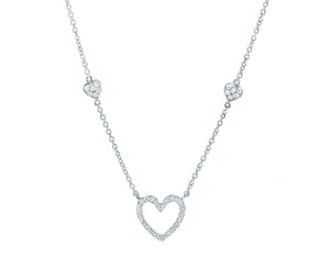 White gold necklace with diamond hearts
