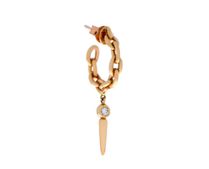 Rose gold single chain hoop pendant with diamond