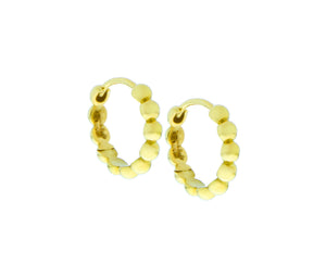 Yellow gold tiny ball hoops