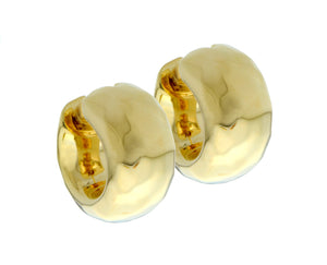 Yellow gold hammered hoop earrings