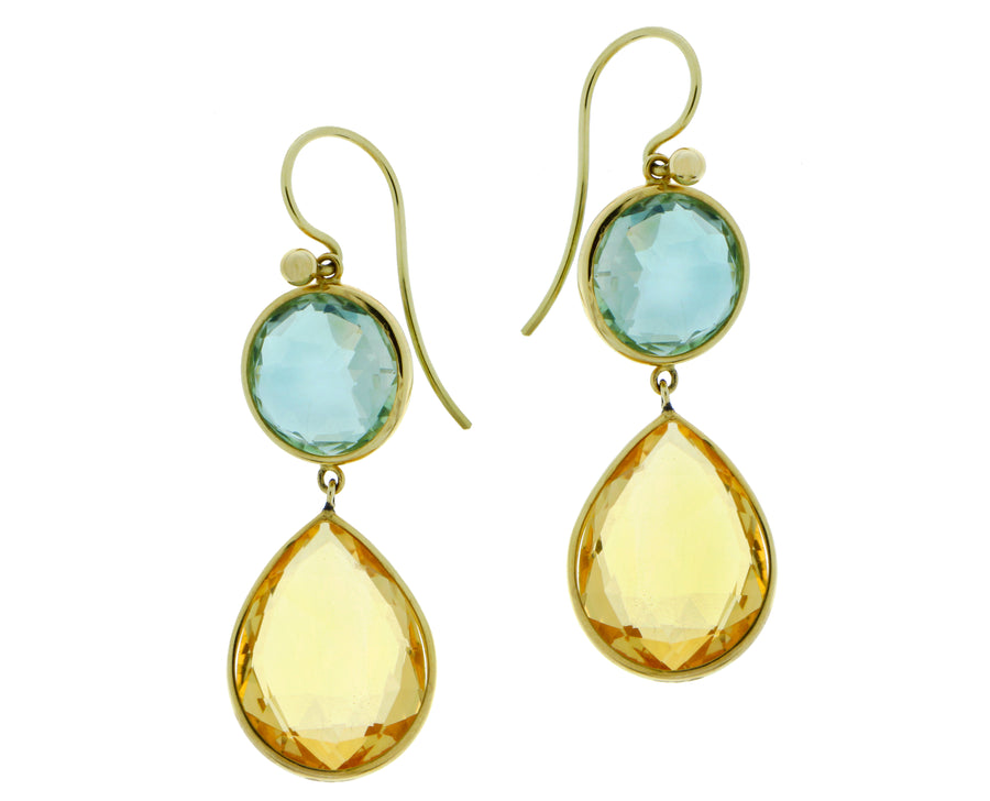 Yellow gold and gemstone earrings