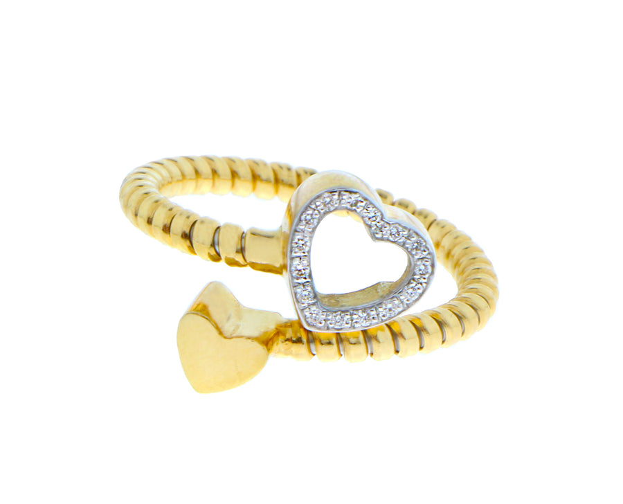 Yellow gold tubo ring with a diamond star