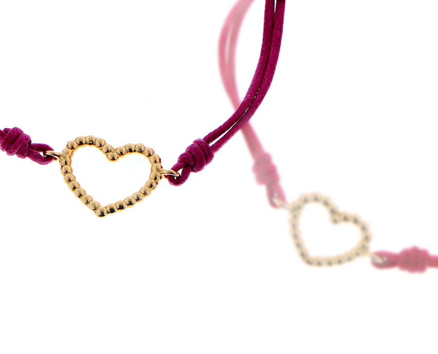 Yellow and rose gold tiny ball heart bracelets