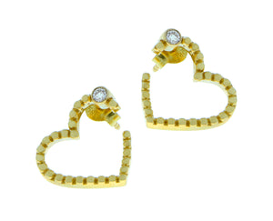 Yellow gold and diamond heart earrings