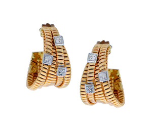 Rose gold tubo earrings with diamond elements
