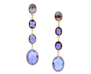 Yellow gold earrings with amethysts