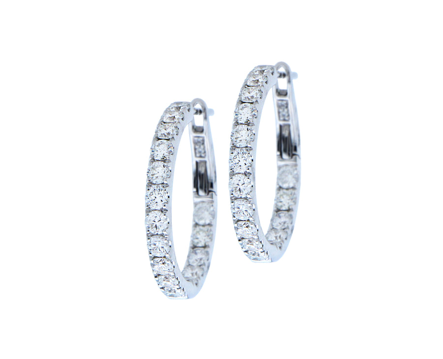Yellow gold and white gold hoop earrings with diamonds