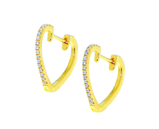 Yellow and rose gold heart earrings with diamonds