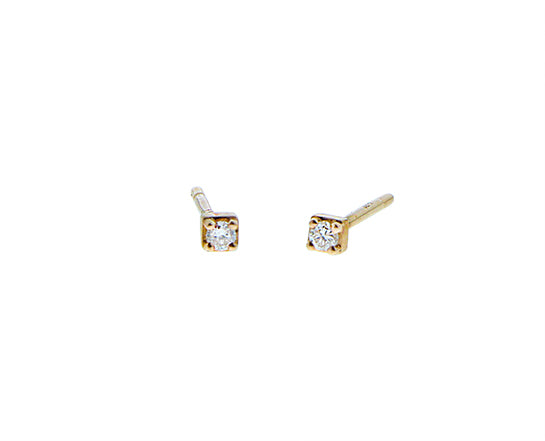 Tiny gold and diamond ear studs