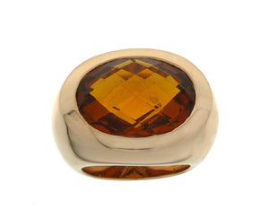 Rose gold ring with a madeira citrine