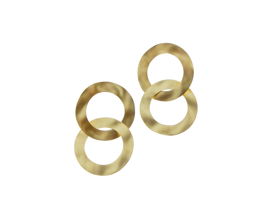 Yellow gold earrings double rings