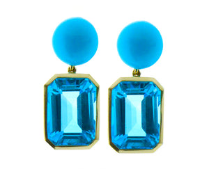 Turquoise and blue topaz earrings