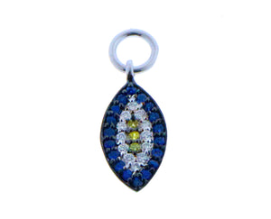 White gold pendant with diamonds and sapphires