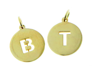 Yellow gold coin letter pendants